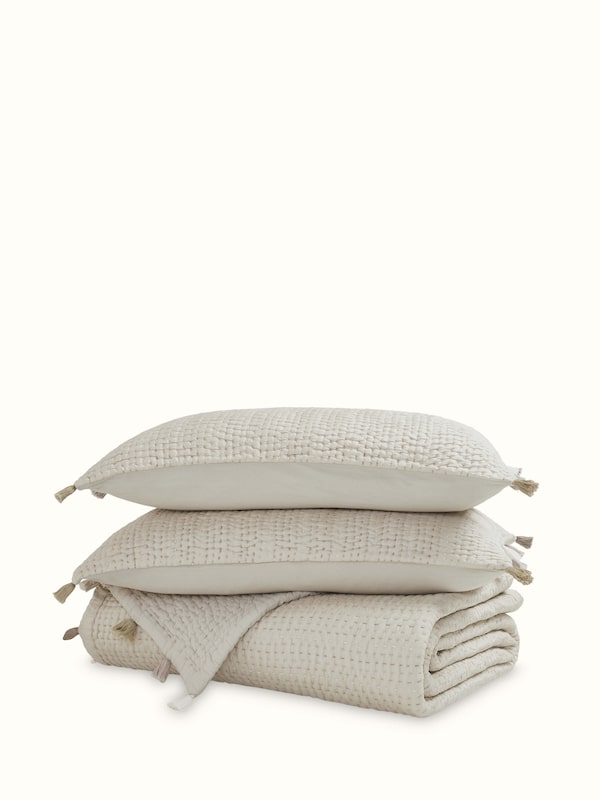 Ahilya Grey Textured Silk Razai Embroidery Double-size Bedspread Set