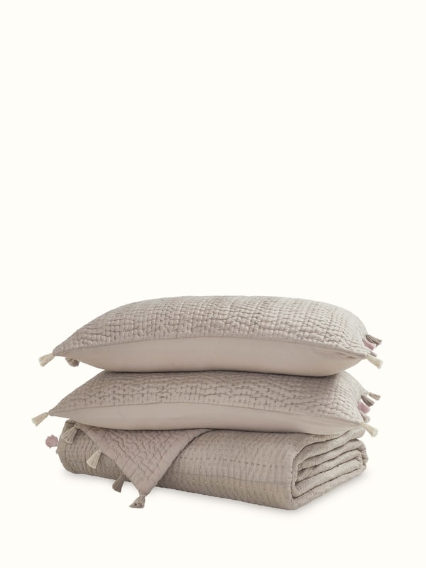 Ahilya Brown Textured Silk Razai Embroidery Double-size Bedspread Set