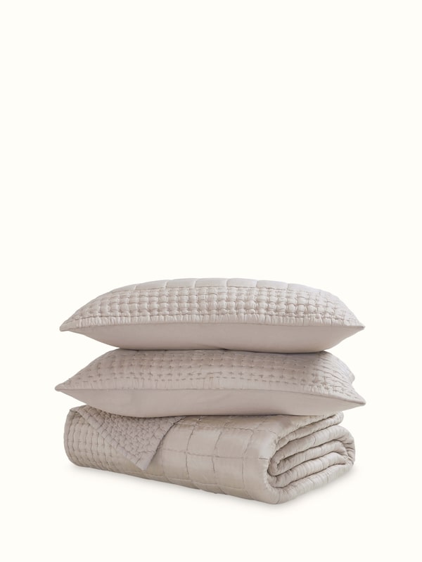 Pipa Grey Solid Silk Razai Embroidery Double-size Bedspread Set