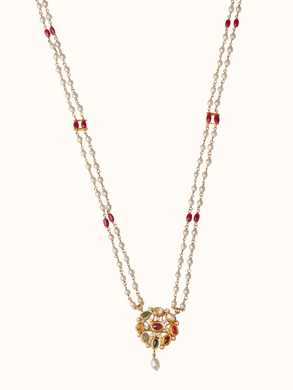 Navratna Silver Pendant & Chain