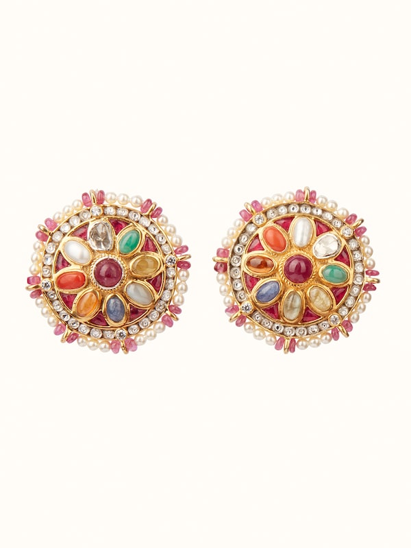 Navratna Silver Studs