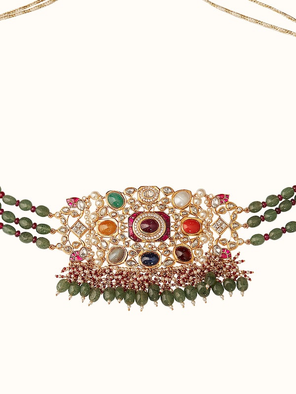 Navratna Silver Choker Necklace