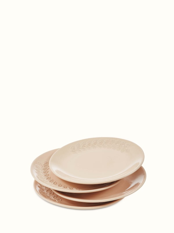 Khurja Pottery Ceramic Dinner Plates Pink (4 Pcs)