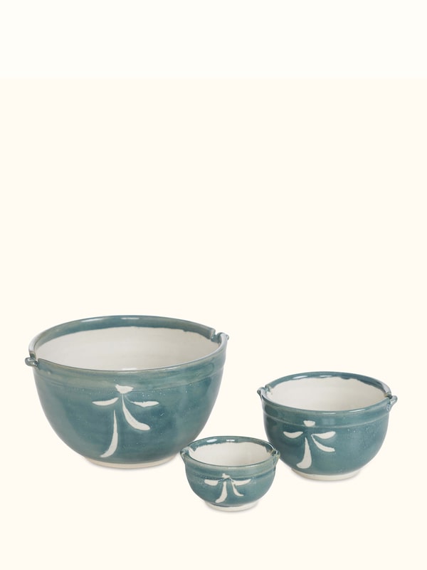 Studio Pottery Ceramic Serving Bowls Grey (3 Pcs)