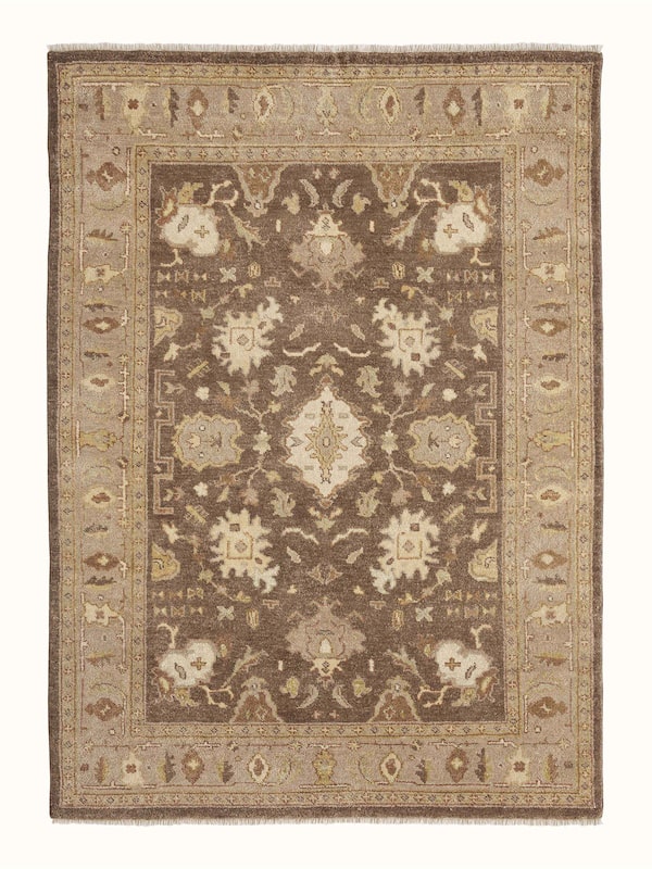 Oushak Traditional Brown Jaipur Wool Hand-knotted Rug