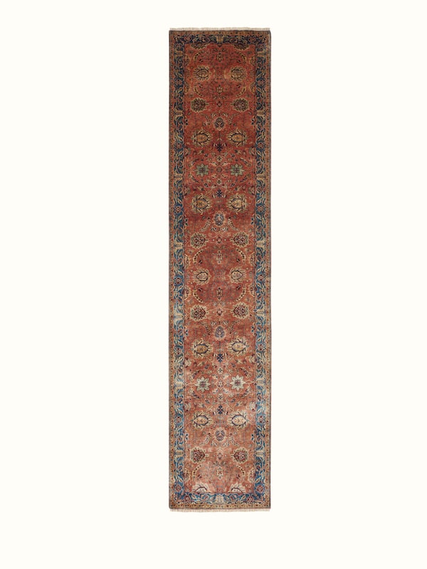 Traditional Ziegler Rust Jaipur Wool Hand-Knotted Runner
