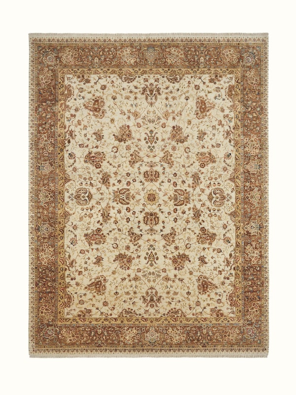Traditional Ziegler Beige Allover Jaipur Wool Hand-knotted Rug