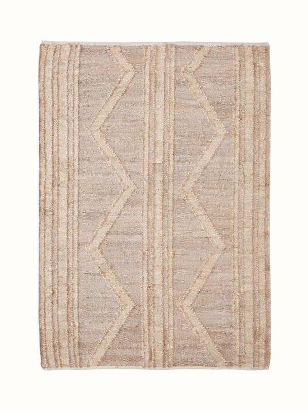 Contemporary Geo Beige Jute Natural Fibre Rug