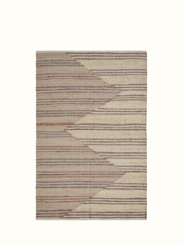 Geo Stripes Beige Brown Jute Natural Fibre Rug