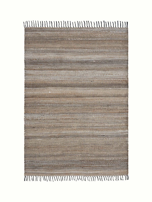 Textured Beige Charcoal Lawan Jute & Wool Natural Fibre Rug