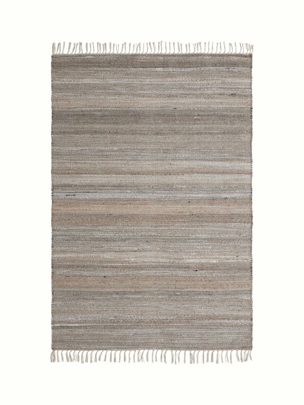 Textured Beige Black Lawan Jute & Wool Natural Fibre Rug