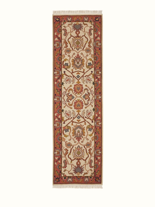 Traditional Persian Sumak Off-white Bhadohi Wool Hand-knotted Runner