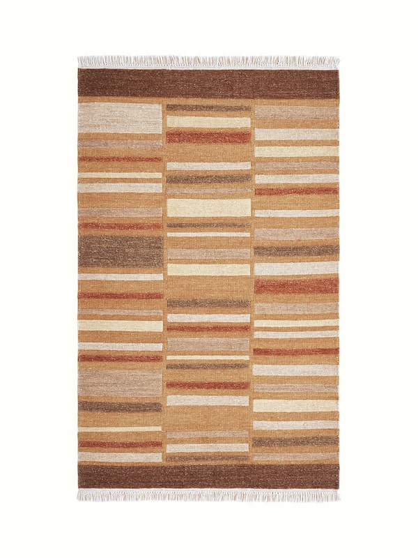 Geo Textured Sumak Rust Bhadohi Wool Hand-knotted Rug