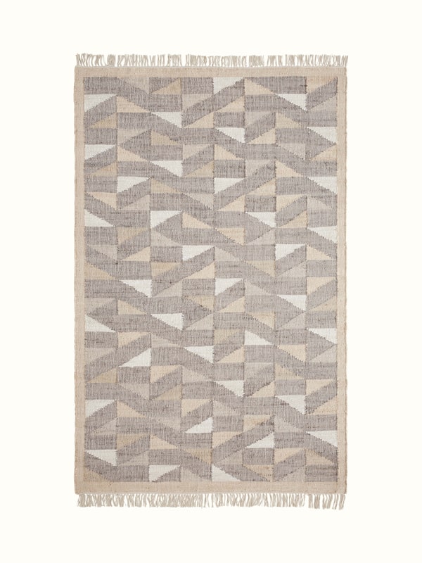 Graphic Geo Beige Brown Jute Natural Fibre Rug