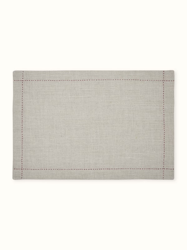 Mughal Beige Solid Linen Hand Embroidered Table Mats (6 Pcs)