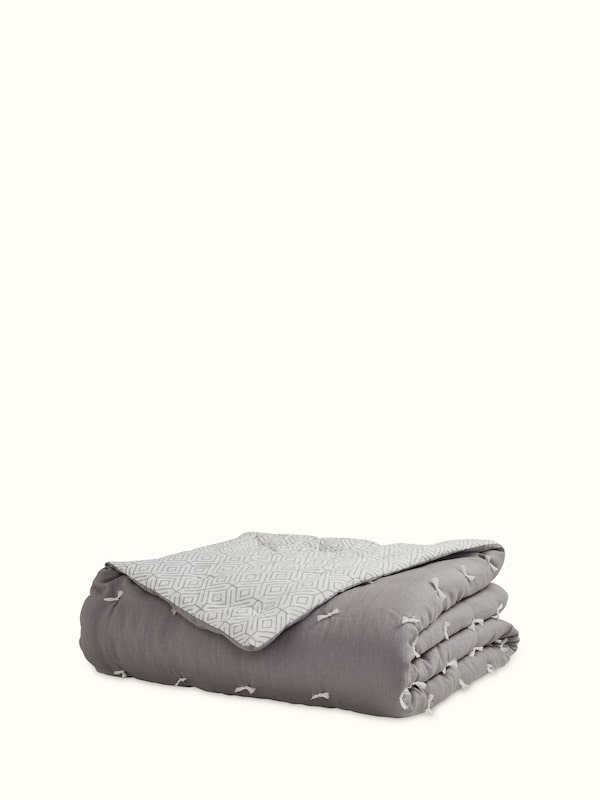 Anuthi Grey Solid Linen Razai Embroidery Double-size Quilt