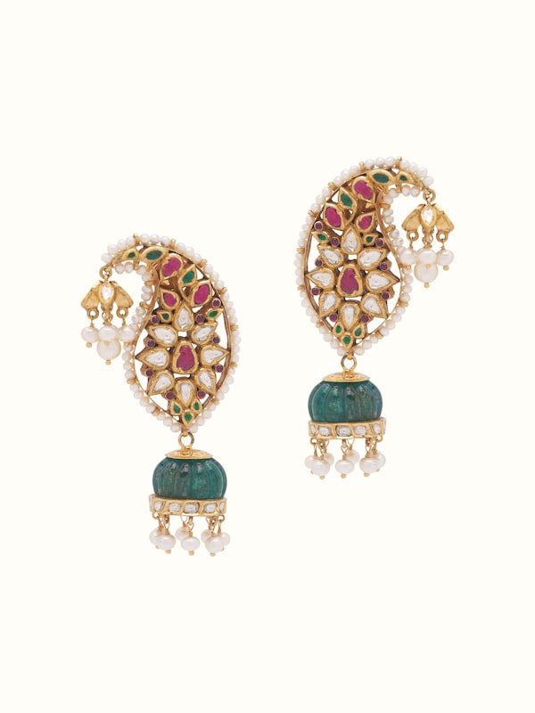 Jadau 18 Karat Gold Jhumkas