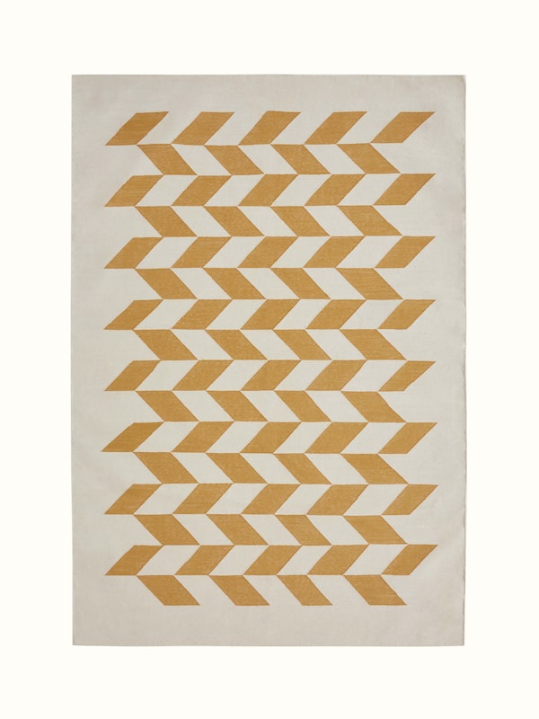 Modern Geo Ivory Mustard Lawan Cotton Panja Dhurrie