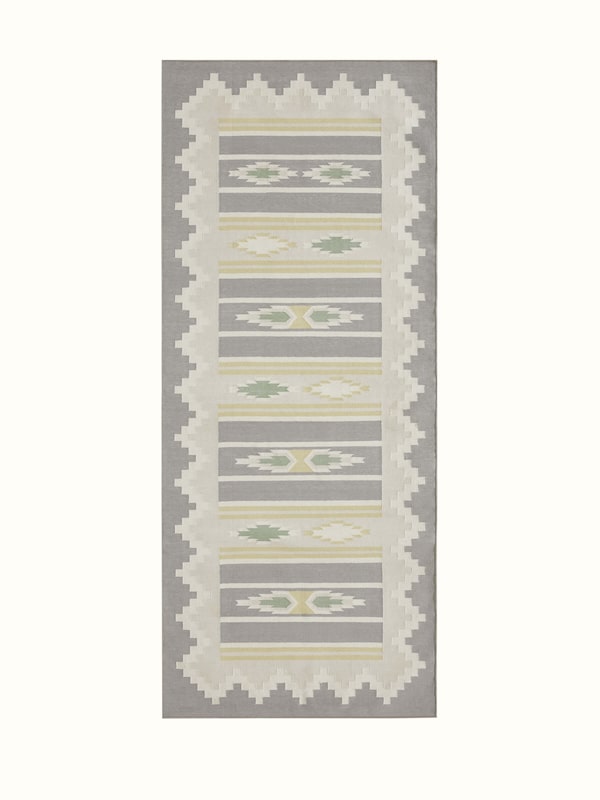 Modern Geo Grey Lawan Cotton Panja Runner