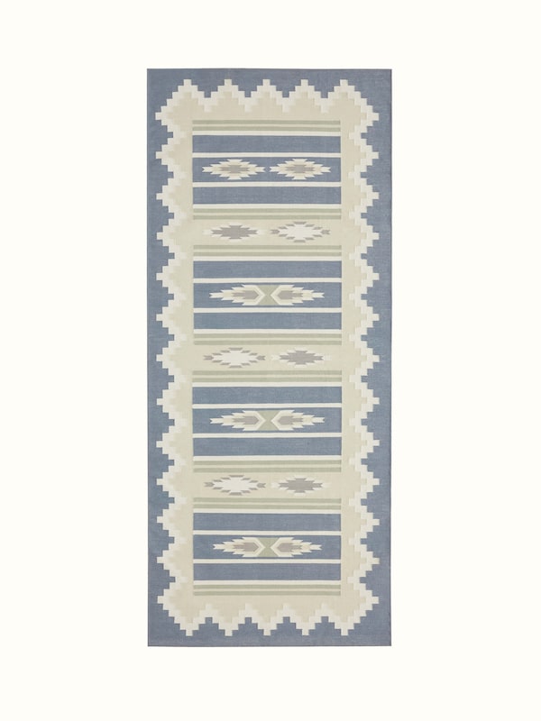 Modern Geo Blue Lawan Cotton Panja Runner