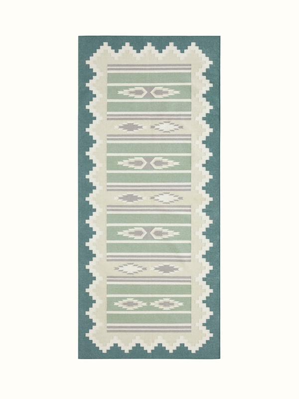 Modern Geo Green Lawan Cotton Panja Runner
