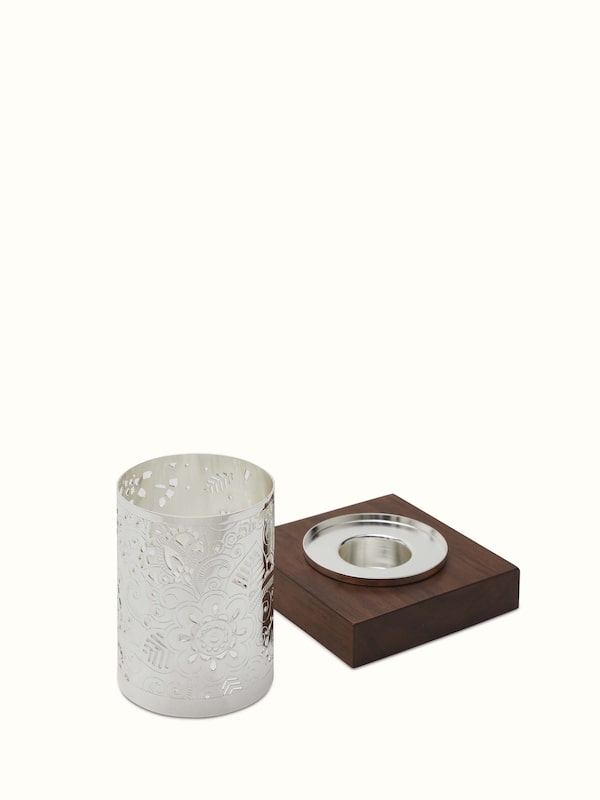Silver-plated Round Paisley T-light Holder