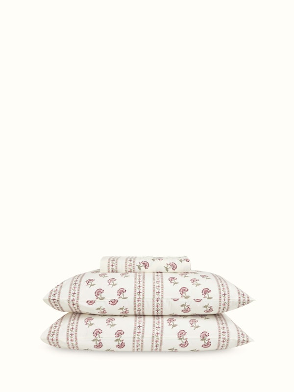 Aarunya Red Buti Cotton Sanganeri Hand Block Print Queen-size Bedsheet Set