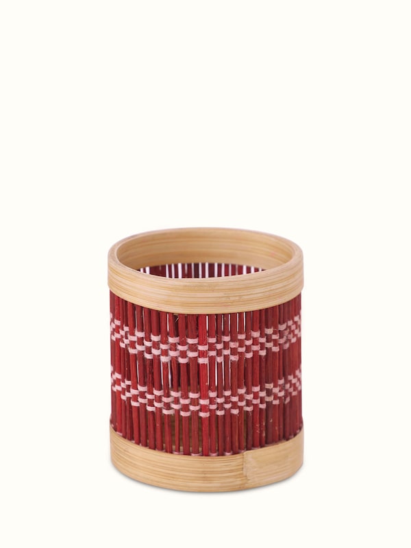 Bamboo Pen Stand Red