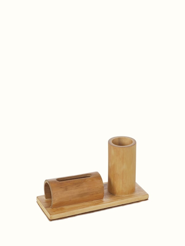 Bamboo Buffet Pen & Card Holder Brown
