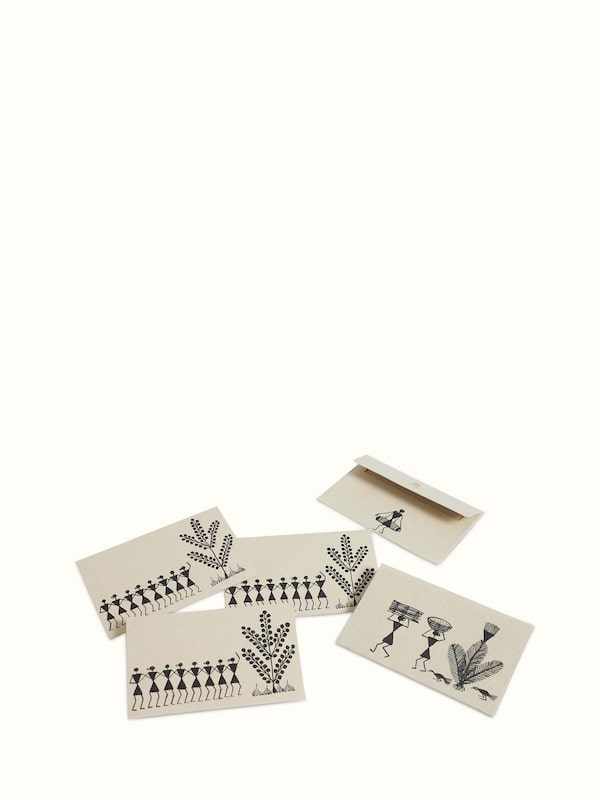 Warli Painted Paper Envelopes Brown (2 Pcs)
