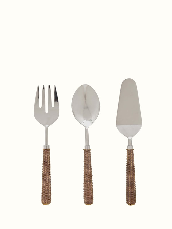 Stainless Steel Cutlery with Rattan Handles (3 Pcs)