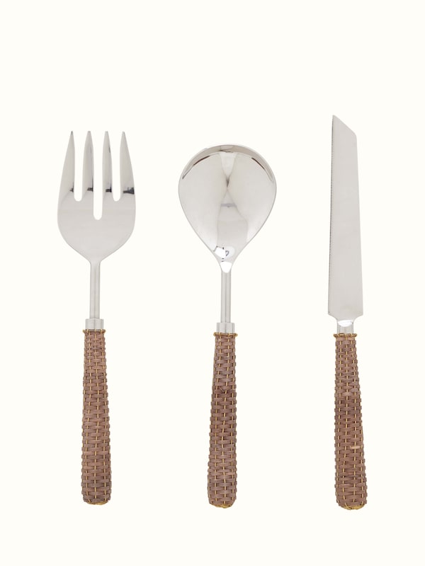 Rattan Handle Stainless Steel Cutlery Set (3 Pcs)