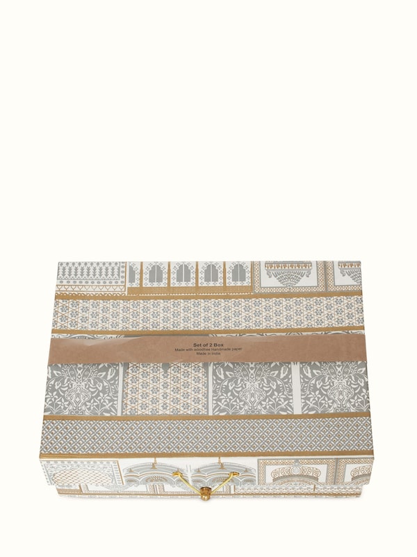 Handmade Paper Stationery Boxes White (2 Pcs)