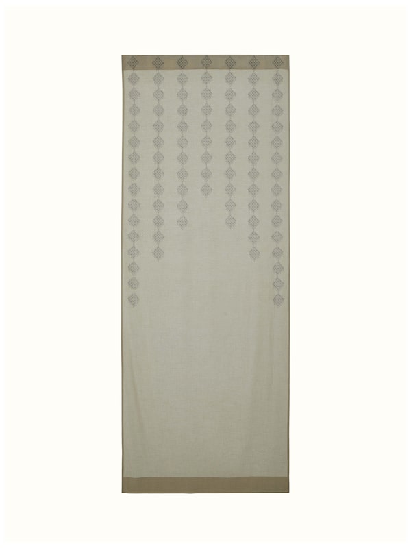 Rambagh Light Green Geo Diamond Cotton Sanganeri Hand Block Printed Curtain (7 Ft)