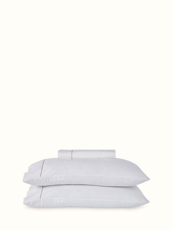 Shivranjini Beige Stripe Cotton Hand Embroidery King-size Bedsheet Set