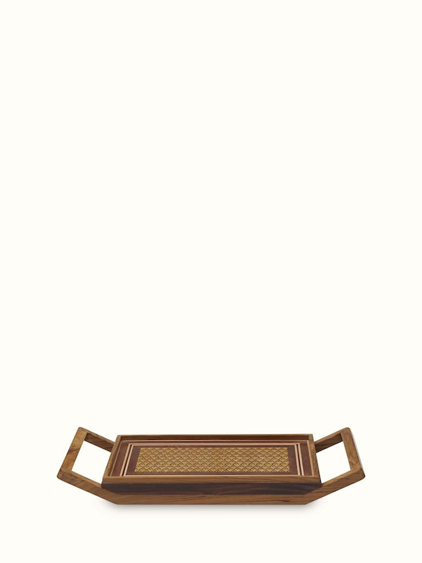 Marquetry Wood & Mdf Serving Tray (14 X 6 Inches)