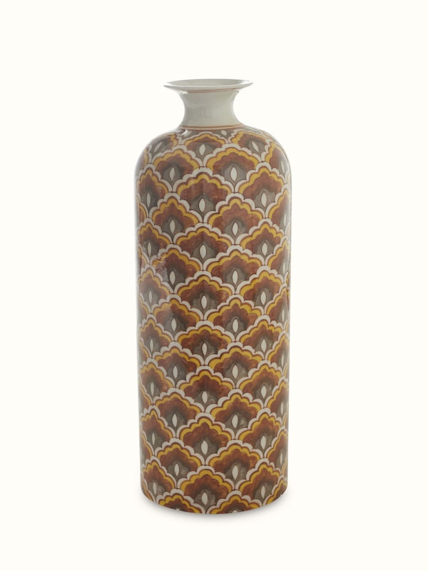 Blue Pottery Ceramic Floor Vase Brown Color