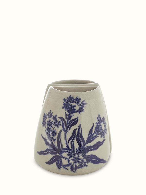 Blue Pottery Ceramic Floral Table Vases (2 Pcs)