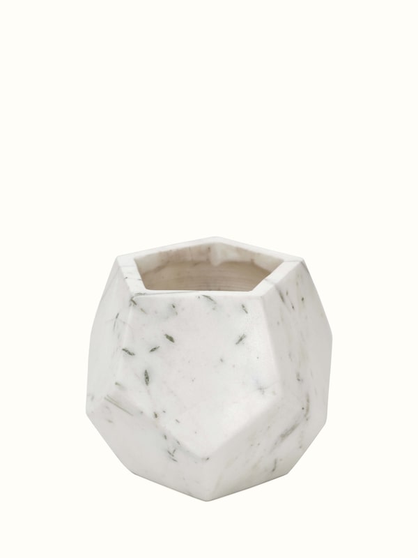 Stone-worked Dodeca White Marble Planter