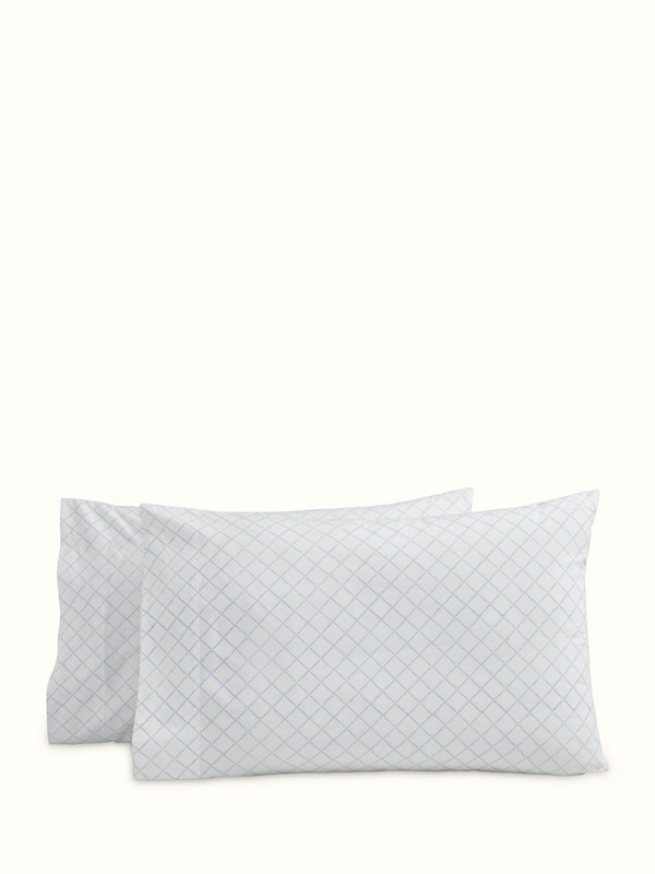 Pratidin Light Blue Diamond Cotton Sanganeri Hand Block Print King-size Fitted Bedsheet Set