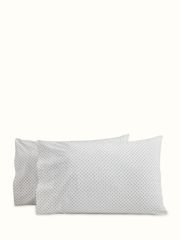 Pratidin Beige Cotton Sanganeri Hand Block Print King-size Fitted Bedsheet Set