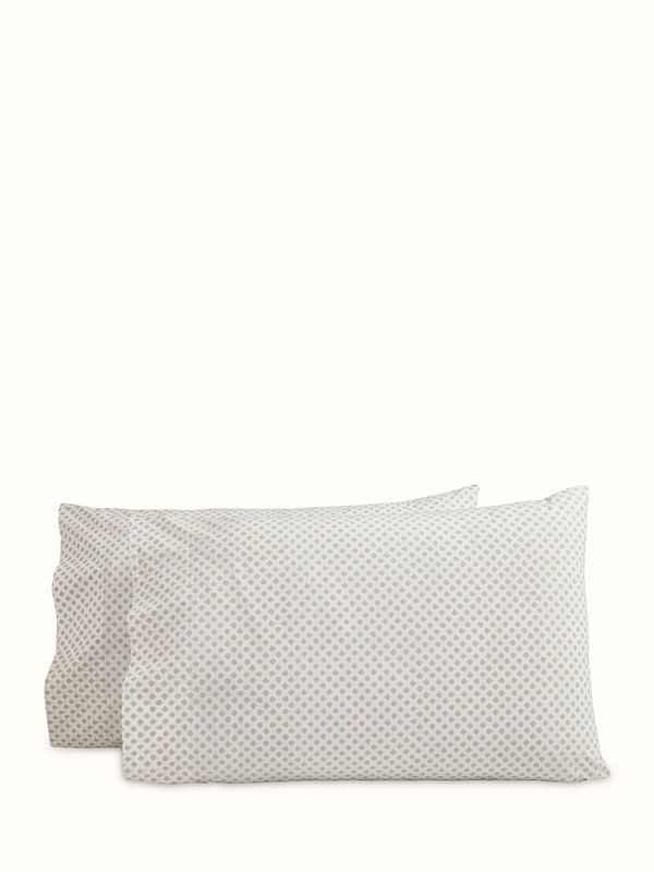 Pratidin Beige Scallop Cotton Sanganeri Hand Block Print Queen-size Fitted Bedsheet Set