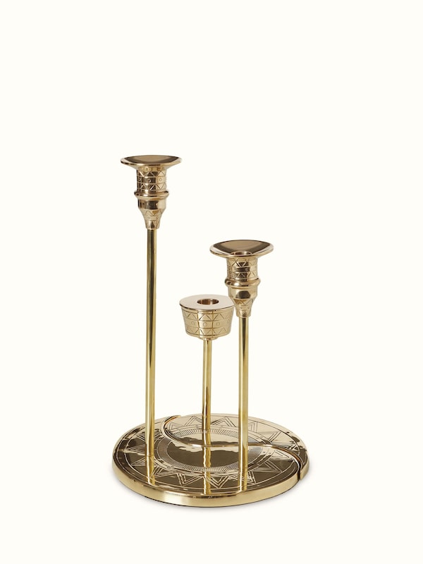 Brass Candle Stands Grey Color (2 Pcs)