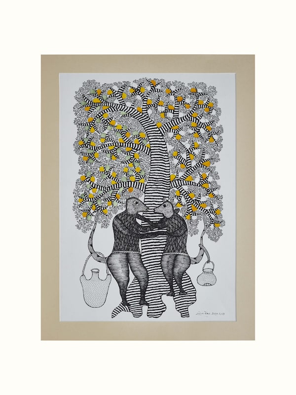 Gond Dancing Mice & Tree Painting
