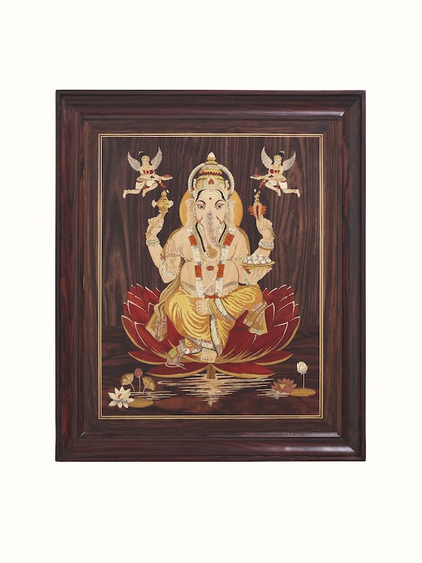Mysore Rosewood Marquetry Ganesha Wall Art