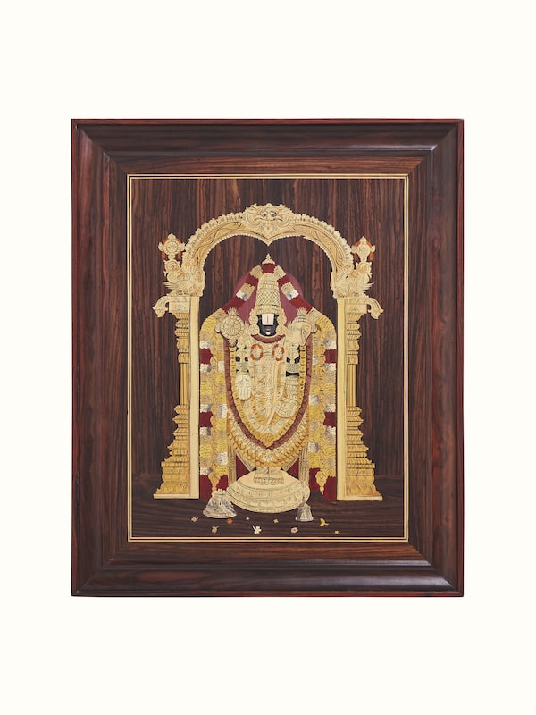 Mysore Rosewood Marquetry Tirupathi Balaji Wall Art