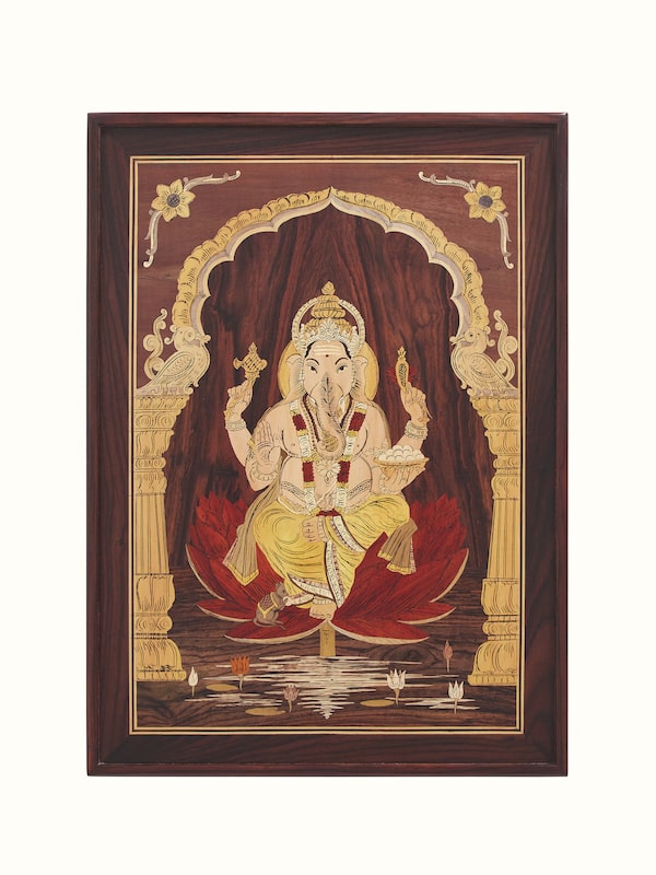 Mysore Rosewood Marquetry Ganesha Wall Art