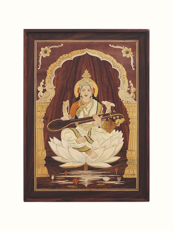 Mysore Rosewood Marquetry Saraswathi Wall Art