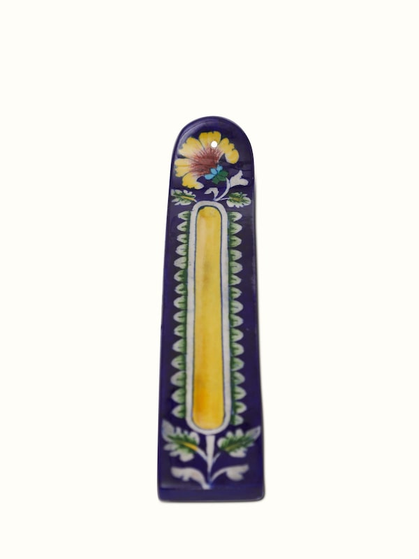 Blue Pottery Ceramic Leaf Incense Holder