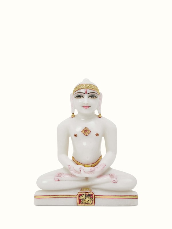 Carved Marble Mahavir Idol
